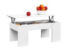 COMIFORT Mesa Centro Elevable - Mesa Salón Funcional con Gran Almacenaje, Estilo Moderno, Muy Resistente, Color Blanco, Fabricada en Europa