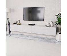 Tidyard 2xMesas para TV Mueble TV Salón Mesa Televisión Mueble Comedor Televisor Bajo de Estilo de Moderno PVC 120x40x34cm Blanco