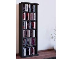 VCM Torre para CD/DVD "Vostan negro" para 150 CDs, sin puerta de cristal.