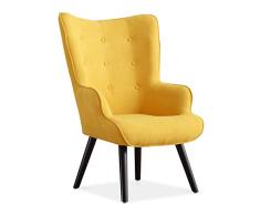 Adec - Voss, Sillon de diseño, butaca de Espera Fija, Patas nórdicas en Madera Color Negro, descalzadora tapizada en Color Mostaza, Medidas: 71 cm (Ancho) x 75 cm (Fondo) x 95 cm (Alto)