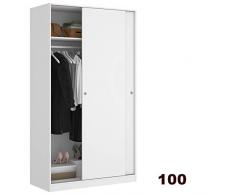 HABITMOBEL Armario Puertas correderas Estrella 100 cm de Ancho Alto 204cm Blanco Brillo