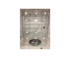 DB089TT-8IN - Vitrina expositora de acrílico transparente con puerta delantera y bloqueo de seguridad y plataforma giratoria, alto brillo