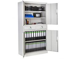 TecTake Armario archivador de Oficina metálico con 4 Puertas e 2 cajones bloqueable 180x90x40cm