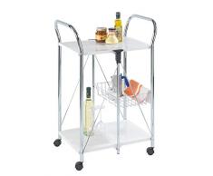 Wenko Sunny Carro de Cocina Plegable, Metal Recubrimiento de Polvo, Blanco, 44x56.5x90.5 cm