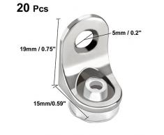 sourcing map Placa plana en forma de L, 19 mm x 15 mm x 13 mm, soportes de soporte de estante de vidrio, 20 piezas