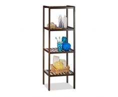Relaxdays Estantería de baño bambú con 4 estantes, 110 x 34,5 x 33 cm, alta estantería de pie, madera, marrón obscuro