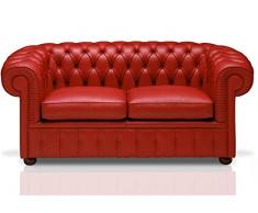 Trama Toscana sofá Chesterfield 2 plazas de Piel auténtica