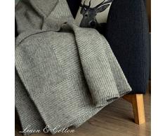 Lujo Manta Plaid de Sofá/ Cama ICELAND - 100% Lana Nueva Zelanda - 140 x 200cm, Gris