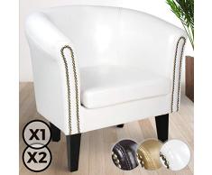 MIADOMODO Sillón Chesterfield | Tapizado en Cuero Artificial con Patas de Madera, Set y Color a Elegir | Butaca de Piel Sintética para Dormitorio y Salón, Sofá Chester 1 Plaza (1 Pieza, Blanco)