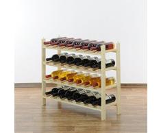 Botellero para vinos FORASTERA, madera de pino natural, para 28 botellas, apilable / ampliable - ALT 64 x ANCH 74,7 x PR 26,5 cm