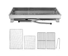 UTEN Barbacoa Plegable de Carbón, BBQ Mesa al Aire Libre de Acero Inoxidable, Party Parrilla para Jardín con Pinzas Camping
