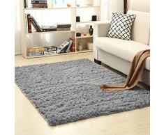 ele ELEOPTION Alfombra Shaggy, Soft Pile Moderna Antideslizante Sala de Estar Alfombras Suaves Alfombra del Piso Shaggy Alfombra, para Habitaciones de ni?os, dormitorios, Gris-Plata - 160x200CM