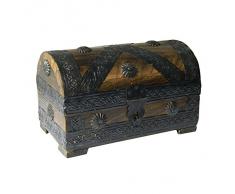 Cofre del tesoro 21x12x12,5cm marrón mirada de la antigüedad de madera