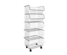 WXH SLL- Estante de la Cocina de la estantería de la Fruta y verdura Estante de Almacenamiento de múltiples Capas del hogar Estante de Almacenamiento de la Cesta de la verdura Dos Colores Práctico