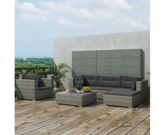 vidaXL Juego Muebles de Jardín 17 Piezas Ratan Sintético Gris Sofás Exterior