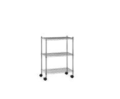 KitHome Estantería 3 Baldas con Ruedas, 80x60x33cm, Cromado, H50K6B9035CRO, Acero, Pequeña