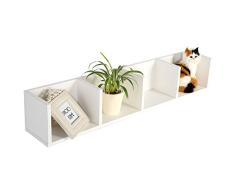 Estante de almacenamiento para CD y DVD, 4 cubos de madera modernos, estantería organizadora de almacenamiento, 95 x 17 x 16,5 cm