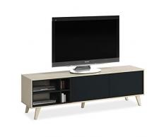 Habitdesign 0Z6635R - Mueble de TV, Acabado Color Roble y Gris Oscuro, Medidas 180 cm (Largo) x 54 cm (Alto) x 41 cm (Fondo)