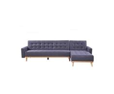 Sofá esquinero convertible de tela gris patas de madera Kimmy XL