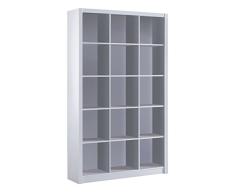 Habitdesign 005493BO - Estantería librería triple, color Blanco Brillo, medidas 195 x 114 x 30 cm de fondo
