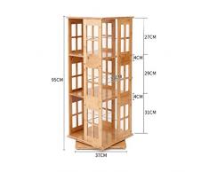 Estanterías de almacenamiento Estantería Moderna Simple De 3 Capas Del Estudiante Estantería Giratoria De Bambú 360º Estantería Creativa Del Piso