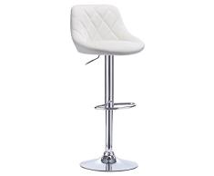 WOLTU 1x Taburete de Bar con Respaldo Cuero Sintético Taburetes Alto Cocina Regulable en Altura Taburete Giratorio Sillas Bar Taburete de Escritorio Blanco BH23ws-1
