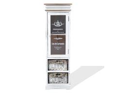 Rebecca Mobili Vitrina Blanca, gabinete con 1 Puerta, 2 cajones, Madera Mimbre, Estilo Shabby, Entrada baño hogar - Medidas: 102 x 32 x 27 cm (AxANxF) - Art. RE4486