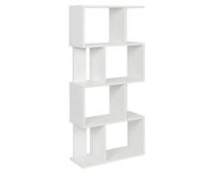 ts-ideen Estantería de Pared Estantería Alta Librero CD-DVD Madera Blanco 128,5 x 60 cm