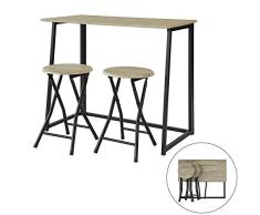 SoBuy OGT18-N,ES Set Mesa Alta de Bar y 2 Taburetes,Mueble Plegable para Cocina (2 Taburetes)