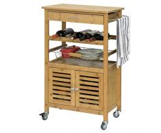 SoBuy® Carrito de cocina, estantería de cocina, carrito de servir de bambú de alta calidad L56xP36xA92cm, FKW53-N