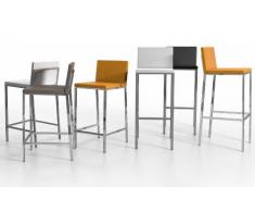 TABURETE BAR OLE 65 - Asiento-Respaldo Foam Confort Kanon Azafran /Patas Aluminio, (Varios colores disponibles)