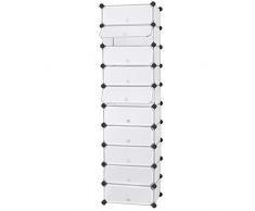 SONGMICS Estantería por módulos Organizador de Zapatos, Zapatero con 10 estantes, Color Blanco LPC10W