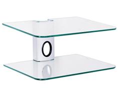 Goldline - Estantería o soporte de pared para Sky Box, DVD, etc., con 2 estantes suspendidos de cristal transparente