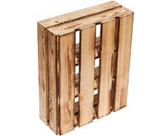 Caja de contrachapado soporte de frutas "Wilma - con dos estantes/Entre las juntas aprox. 50 x 40 x 16 cm/estante caja de especias Apple caja/caja de vino, madera, Flamed, 3er set geflammt