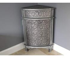 Armario esquinero genérico de Cabina con 1 cajón en Relieve y diseño Vintage francés en Forma de V, 1 Puerta y 1 Armario Lateral