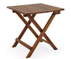 Deuba Mesa auxiliar de jardín madera de acacia mesita de café exterior plegable mesa de centro 46x46 cm terraza patio