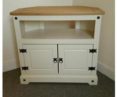 Mercers Furniture Corona – pintado – Mueble de esquina para televisor crema/pino