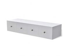 Armario de Madera con Cuatro cajones en Forma de D para Almacenamiento de Madera, Color Blanco, diseño Elegante y fácil de Montar en la Pared