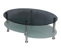 Mesa de centro en vidrio templado y acero 60 cm x 100 cm