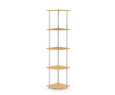 Furinno Estante de Esquina de 5 Niveles, Madera, Haya y Blanco, Talla única