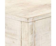UnfadeMemory Mesa Consola Recibidor de Entrada con 2 Cajones y 1 Estante,Mesa Alta,Mesa de Entrada,Mueble Auxiliar,Decoración de Hogar,Estilo Rústico,Madera Maciza de Mango,120x35x75cm (Blanco)