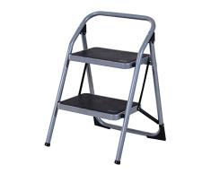 HOMCOM Escalera de Tijera 2 Peldaños, Escalera Plegable de Acero Taburete Escabel Base Antideslizante
