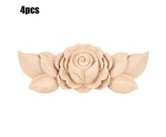 4 Unids Flor de Madera Tallada Esquina Onlay Apliques Puerta Gabinete Muebles de Estilo Vintage DIY Puerta de Casa Gabinete de Pared Marco Decoración(D)