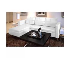 UnfadeMemory Sofá de 3 Plazas con Chaise Longe,Sofá de Salon,Decoración de Hogar,Cojines y Tapicería de Piel Sintética,188x122x77cm (Blanco)