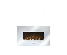 Pur line CHE-450 - Chimenea eléctrica con frontal de espejo y calefacción, 2000 W, Plateado