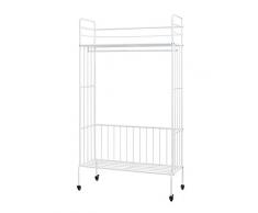 NEUN WELTEN Perchero con estantes de ropa Clásico Ropero de metal con Ruedas 100 x 42 x 180 (Blanco)