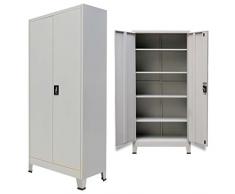 Festnight Mueble Archivador Armario de Oficina Acero 4 Estantes Ajustables Gris