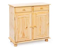 Inter Link Cómoda aparador, mueble multiusos, mueble lateral de pino macizo lacado natural