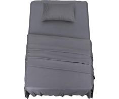 Utopia Bedding Juego Sábanas de Cama - Microfibra Cepillada - Sábanas y 1 Funda de Almohada - (Cama 90, Gris)