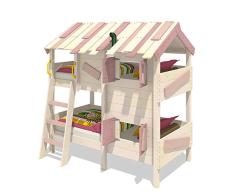 Cama infantil con techo de madera y contraventanas WICKEY CrAzY Creek 90 x 200 cm
